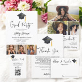 Modern zwart wit script advies wenst afstuderen informatiekaartje