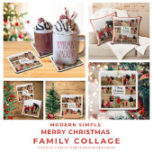 Modern Simple Merry Christmas Photo Collage Metalen Ornament