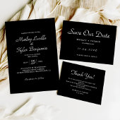 Minimalistisch script Eenvoudige zwarte bruiloft Save The Date