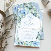 Boho blauwe bloemeneucalyptus en zilveren glitter planner