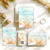 Moderne Zeester Schelpen QR-code Oceanstrand Bruil Kaart