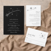 Starry Night Modern Celestial Wedding Dinner Menu (Personaliseer de collectie van deze zelfstandige maker.)