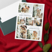 Stijlvolle trendy familiefoto | Donkergroene kerst Feestdagenkaart (Personaliseer de collectie van deze zelfstandige maker.)