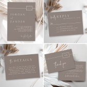 Moderne Taupe Minimalistische Monogram bruiloft Vierkante Sticker