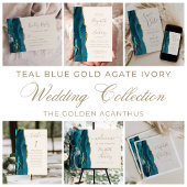 Agate Geode Script Teal Goud Ivoor Trouw Vierkante Sticker
