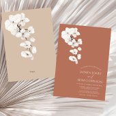 Elegante terracotta en beige orchidee bruiloft save the date