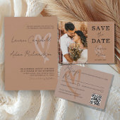 Elegant Terracotta & Black Wedding Label