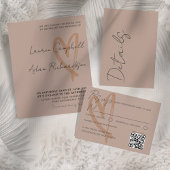 Chic Neutral Drawn Heart BUDGET Wedding Invitation