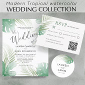 Elegant Green Tropical Thank You Wedding Wijn Etiket