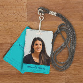 Modern Turquoise gestikt faux leer Visitekaartje