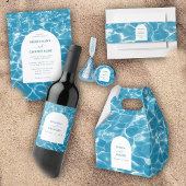 Moderne Waterverf Blue Ocean Beach bruiloft Gastenboek