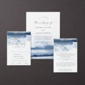Moderne Waterverf | Blue Folded Wedding Programme Programma (Personaliseer de collectie van deze zelfstandige maker.)