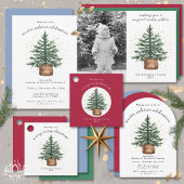 Moderne Waterverf Kerstboom Minimaal Eenvoudig Cadeaulabel