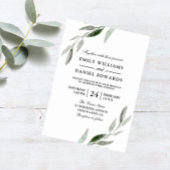 Elegant Leaf Wreath Vrijgezellenfeest Brunch Kaart