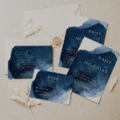 Navy Dusty Blue Ocean bruiloft details Informatiekaartje