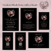 Trouwregister-Modern Blush Roos met een hart Visitekaartje