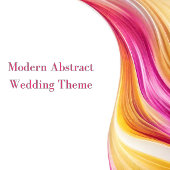 Modern bruiloft- Abstract-roze Sinaasappel- geel Kaart