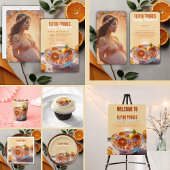 Modern grillig Sinaasappel Citrus Photo Baby showe Informatiekaartje