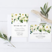 Elegant White Roses Beauful Rehearsal Dinner Kaart