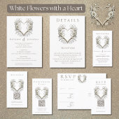Modern Wedding RSVP QR code-Bloemen met een Hart Visitekaartje