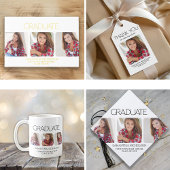 Modern strak 5-foto afstudeerfeest kaart