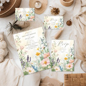 Modern Wildflower Wedding All In One Uitnodiging