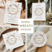 Moderne Wildflower Bloemenkrans Save the Date Aankondigingskaart