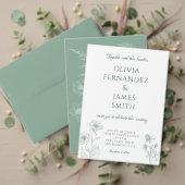 Moderne Wildflower Minimal Sage Green Wedding Uitnodigingen Wikkel (Personaliseer deze collectie van deze onafhankelijke maker. Test)