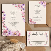 Moderne Wildflower Beige bruiloft Save The Date