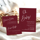 Festive Burgundy Red Bridal Shower Kaart