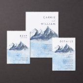Modern Winter Mountain Pattern Wedding Etiket (Personaliseer de collectie van deze zelfstandige maker.)