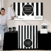 Sleek Black & White Stripe Business Name Brand Vierkante Sticker