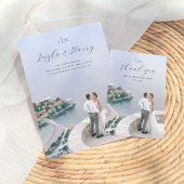 Huwelijksmonogram | Alles in één QR-codefoto Folie Uitnodiging