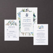 Floral Greenery Navy Anchor Monogram Weddenschap Reclamebord Met Voetstuk (Personaliseer de collectie van deze zelfstandige maker.)