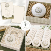 Elegante Monogram Huwelijk Golf Wapen Ronde Button 3,2 Cm