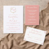 Monogram Crest Gold Blush Wedding rsvp (Personaliseer de collectie van deze zelfstandige maker.)