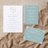 Monogram Crest Goud Blauw Bruiloft Plaats Kaarten (Personaliseer de collectie van deze zelfstandige maker.)