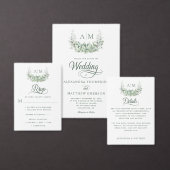 Monogram Elegant Eucalyptus Greenery Wedding Kartonnen Onderzetters (Personaliseer de collectie van deze zelfstandige maker.)