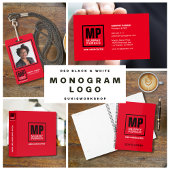 Aangepast zwart-wit vierkant monogram Logo Visitekaartje