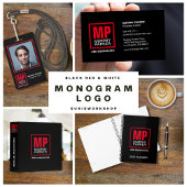 Moderne zwarte rode witte monogram Logo Foto Badge