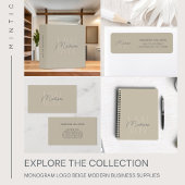 Monogram Logo Beige Modern Minimalist Post-it® Notes