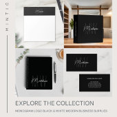 Monogram Logo Zwart Wit Modern Minimalistisch Visitekaartje