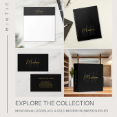 Monogram Logo Zwart Goud Modern Minimalistisch Visitekaartje
