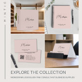Modern Monogram Logo QR Code Blush Pink Consultant Visitekaartje