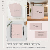 Monogram Logo Blush Roze Moderne Minimalist Ronde Sticker