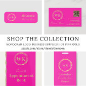 Modern Monogram Logo Hot Pink Gold Visitekaartje