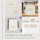 Moderne minimalistische monogram crème notitieboek