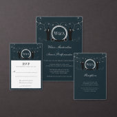 Mannelijke Bruiloft Zilveren Blauw Monogram LGBTQ  RSVP Kaartje (Personaliseer de collectie van deze zelfstandige maker.)