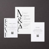 Minimalist Black and White Modern Wedding Uitnodigingen Wikkel (Personaliseer de collectie van deze zelfstandige maker.)