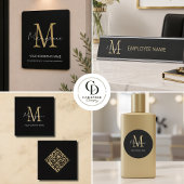 Monogram QR-code zwart goud Visitekaartje